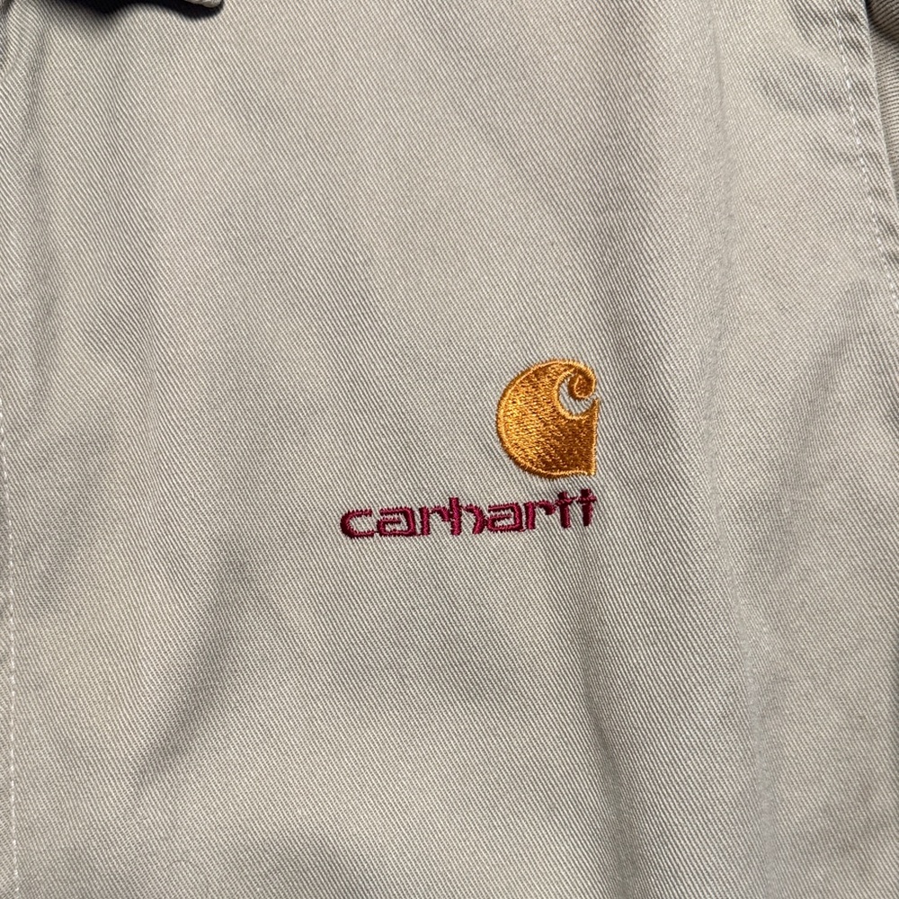 CARHARTT Vintage Detroit Jacket Unlined Made in USA American Script Logo Tan S - Picture 4 of 14